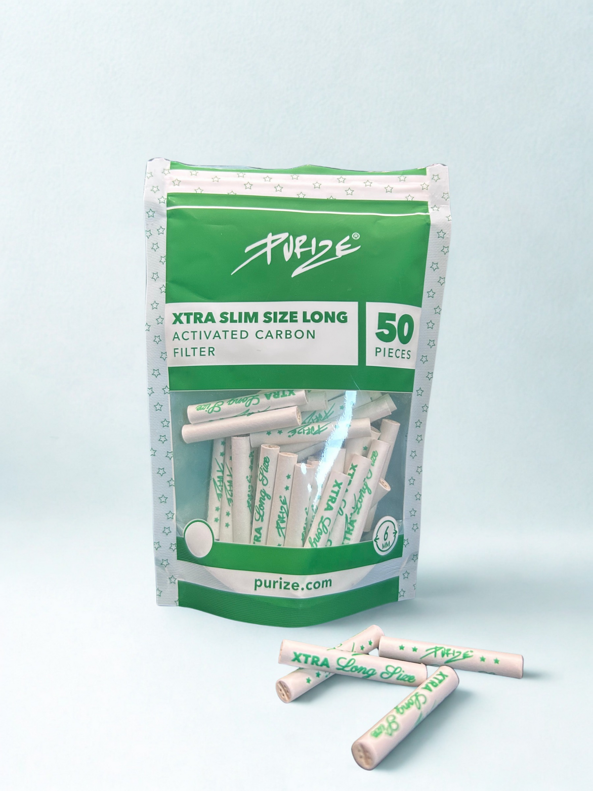 Filtres Charbon actif Purize - XTRA SLIM SIZE LONG 6 MM - 50 pièces